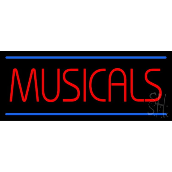 Musicals LED Neon Sign 13" Tall x 32" Wide - inches Black Square Cut Acrylic Backing, with Dimmer - Premium built indoor Sign for Studio, Club, Home décor, Event, Workshop, Storefront.