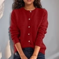 thumbnail image 2 of OIOLOYJM Cardigan Sweaters for Women Spring Casual Open Front Button Down Knit Shirts Long Sleeve Soft Comfy Fashion Outwear Wine 2XL, 2 of 6