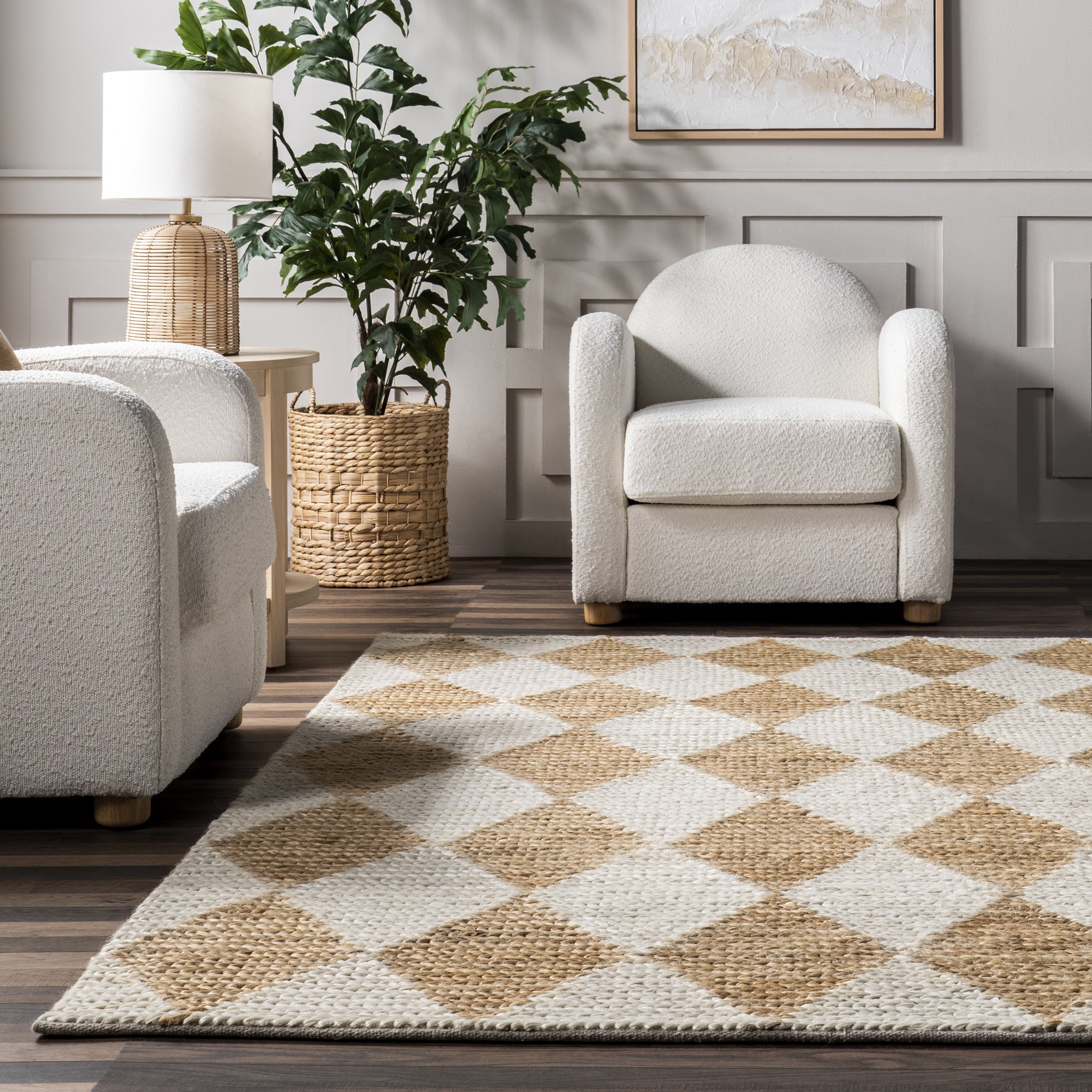 nuLOOM Chaya Diamond Striped Jute Blend Area Rug, 5' x 8', Natural