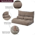 thumbnail image 4 of Lazy Sofa Adjustable Folding Futon Sofa, Metal Frame Video Gaming Sofa with Two Pillows, Lounge Sofa Floor Couch for Bedroom Living Room Balcony, Light Brown, 4 of 7