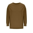 thumbnail image 3 of BiZtdJrK Pullover Sweatshirts for Women Side Zipper Split Long Sleeve Crewneck Sweatshirt Loose Fit Solid Casual Tops Brown M, 3 of 7