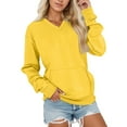 thumbnail image 2 of Solid Color Sweatshirts With Pocket for Women V-Neck Long Sleeve Pullovers Yellow XL, 2 of 5