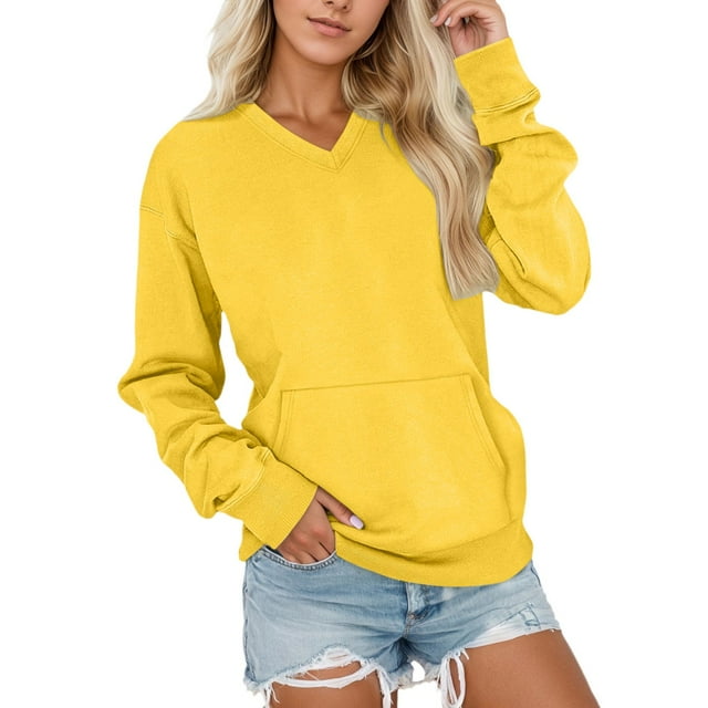 Krdevn Chandail en Molleton Thermique d'Hiver pour Femmes, Col Rond, Doux et Confortable, avec Poches, pour Tenue Athlétique Décontractée, Taille:S