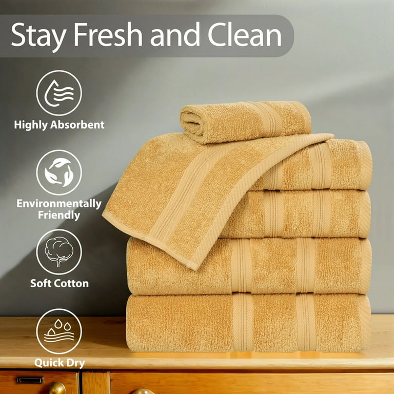Superior Smart Dry 4-Piece Zero Twist Soft Cotton Bath Towel Set