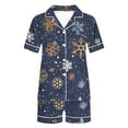 thumbnail image 7 of Feancey Women's Christmas Pajamas Short Set Xmas Snowflake Print Lounge 2 Piece Comfy Soft Button Down Pjs and Shorts Sleepwear Sets Multicolor M, 7 of 7