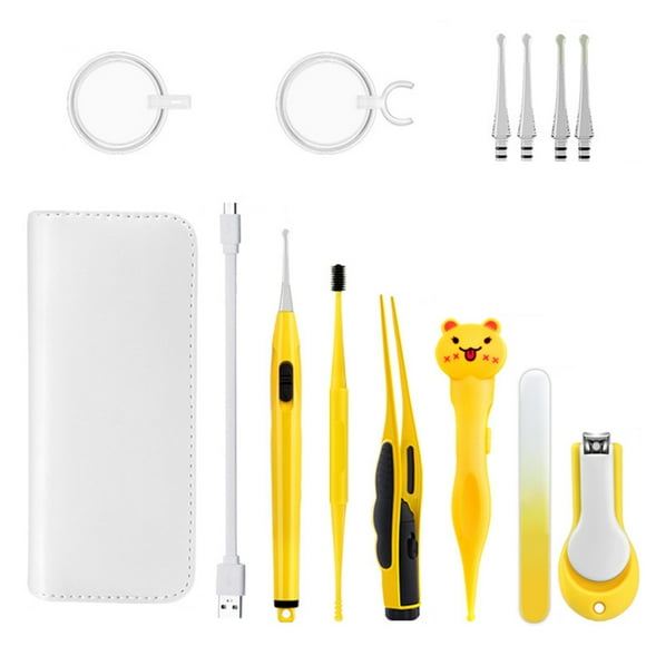 Trousse d'Outils pour Enlever la Cire d'Oreille avec Lampe de Poche à Lumière DEL, Cure-Oreilles pour Ongles, Cuillère pour Oreilles, Pinces, Nettoyant pour Oreilles pour le Soin des Oreilles et des Mains, Outil de Nettoyage des Oreilles