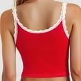 thumbnail image 4 of WEIWEN Spaghetti Strap Tank Top for Women Lace Sleeveless Ribbed Tank Tops Slim Fit Summer Going Out Crop Tops Vest Shirts Red, S, 4 of 5