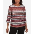 thumbnail image 4 of Alfred Dunner Womens  Geometric Crew Neck Ruched Side Top, 4 of 6