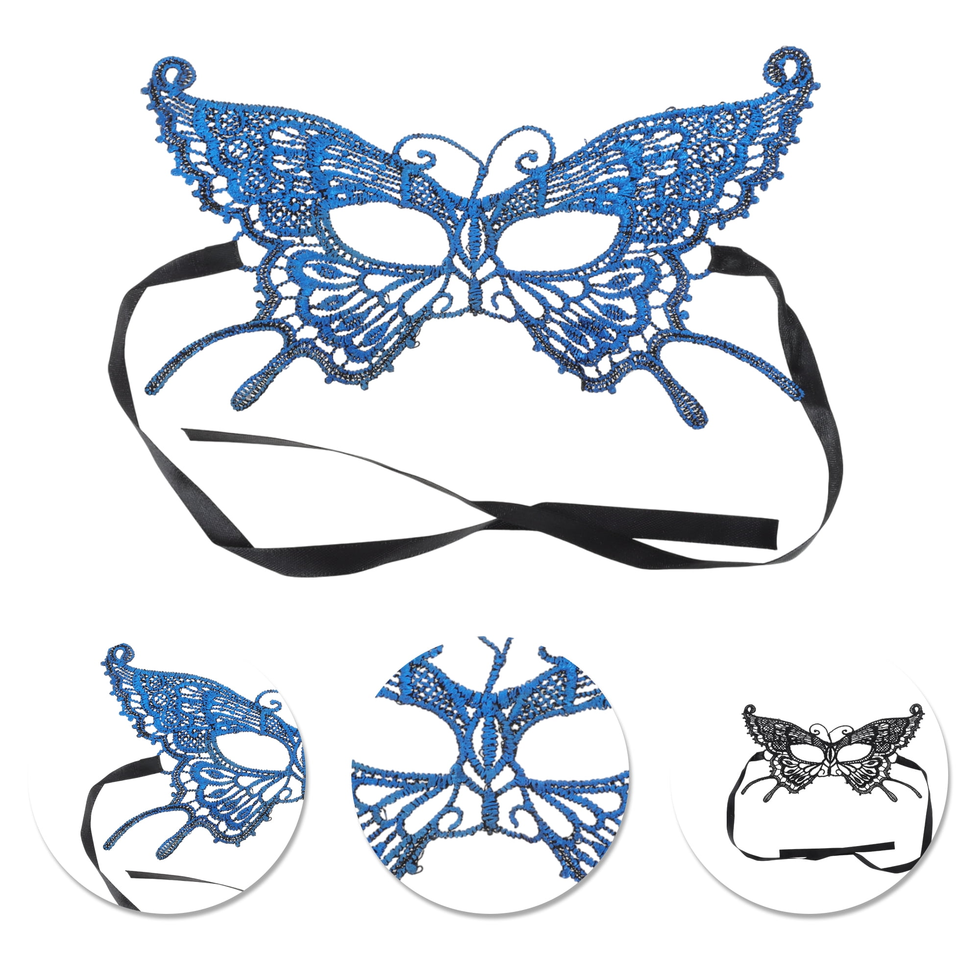 Unique Bargains 1 Box Elegant Butterfly Half Face Party Mask Blue