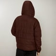 thumbnail image 6 of UYISJ Quilted Puffer Jacket Women Lightweight Short Zip Up Padded Coat Loose Fit Hooded Outerwear Tops with Pockets Brown XL, 6 of 8