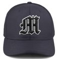 thumbnail image 1 of Daxton Premium Mid Profile Hat Semi Curved Visor Charcoal Cap White Black Gothic Embroidered, Letter M, 1 of 3