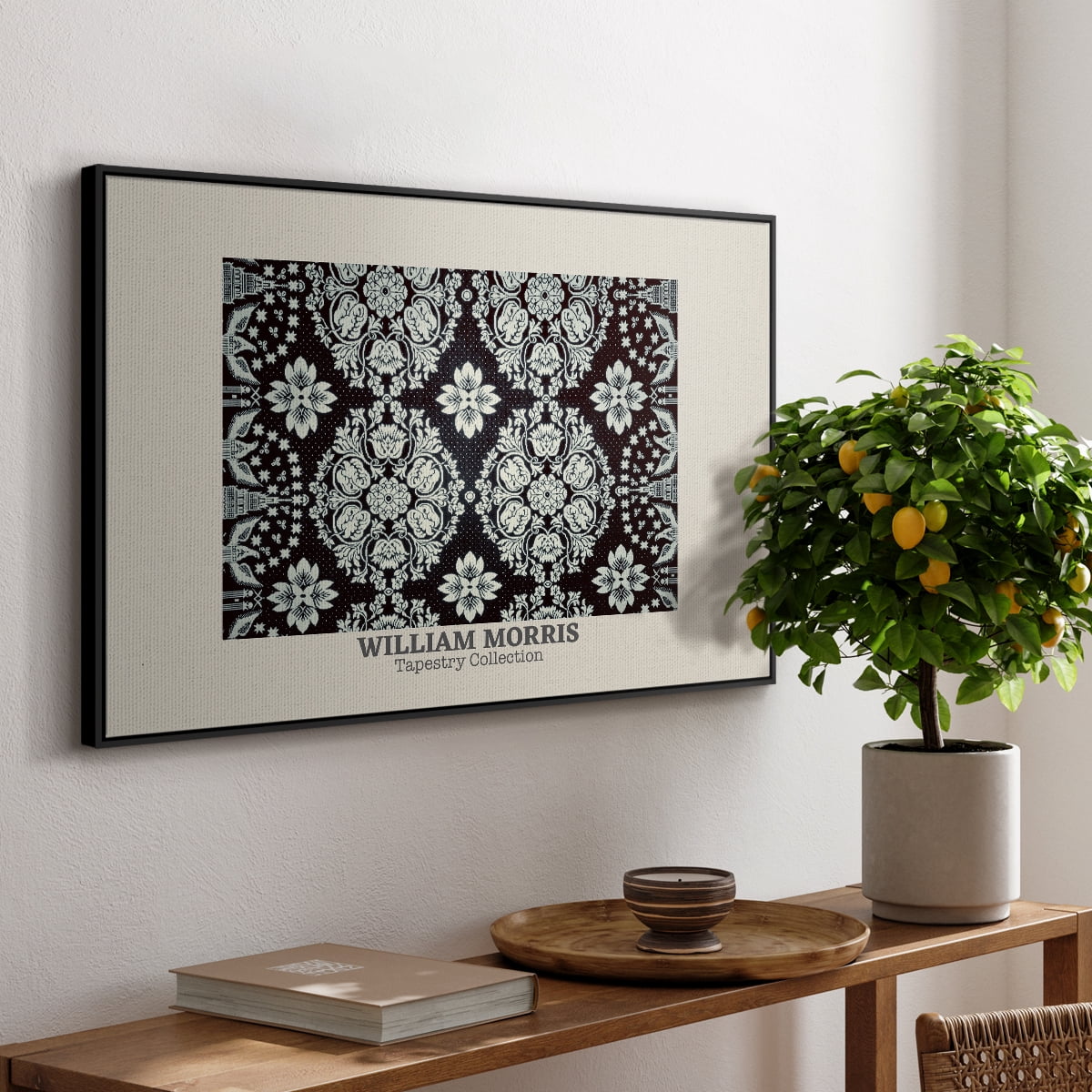 Vintage Abstract Print-XLVII Framed in Black Wood Gallery Wrapped Canvas 17 in. x 25 in.