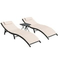thumbnail image 2 of Devoko 3 Pieces Patio Outdoor Chaise Lounge Chair Clearance Outdoor Furniture Set PE Rattan Adjustable Folding Pool Lounge Chair , Beige, 2 of 7