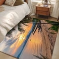thumbnail image 5 of Summer Beach Sunset Landscape Washable Area Rugs 3'x5', Coastal Ocean Palm Tree Cloud Boat Low Pile Throw Living Room Rug Non-Slip Sturdy Edge Binding Carpet for Indoor Entryway Bedside Kitchen, 5 of 9