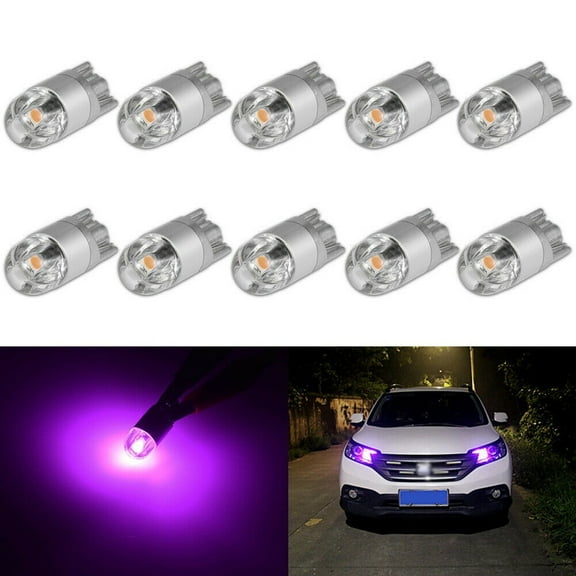 10Pcs Canbus T10 194 168 W5W 3030 2 LED SMD Purple Car Side Wedge Light Lamp Bulb