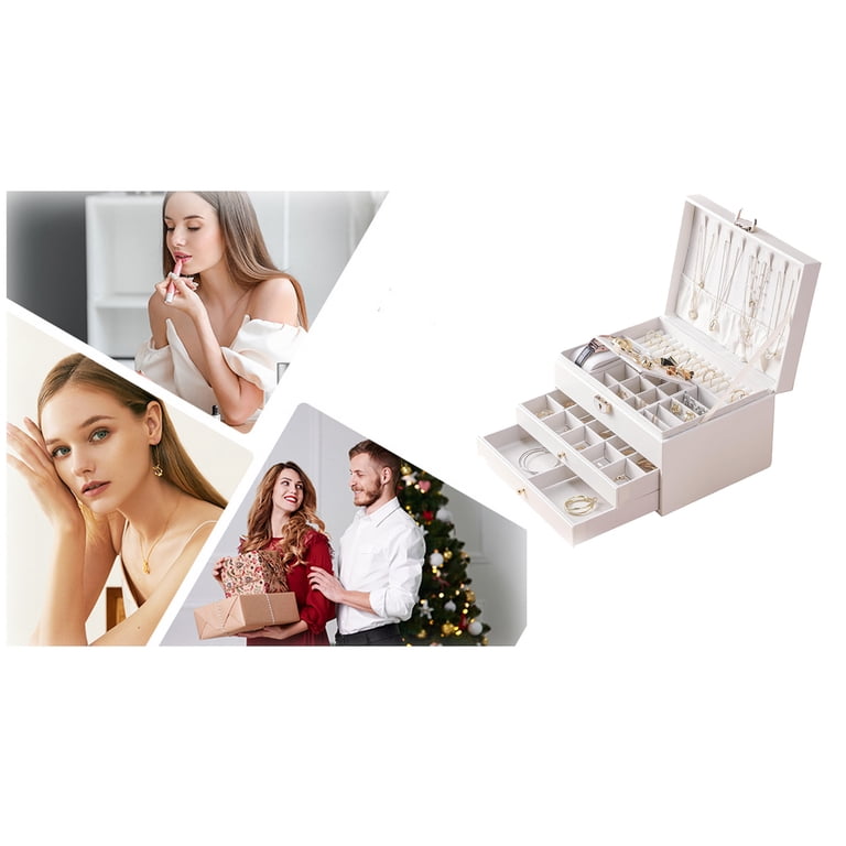 Gogcaro 3-Layer Jewelry Box with Lock and Mirror photo 7