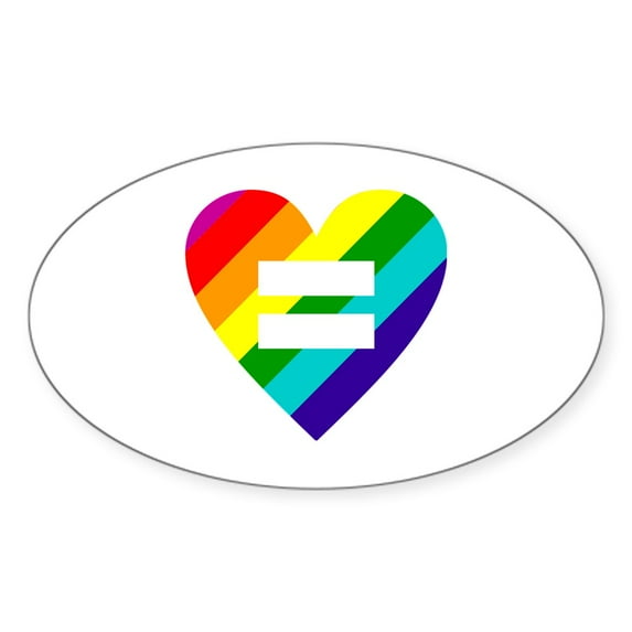 CafePress - Rainbow Love Heart - Sticker (Oval)