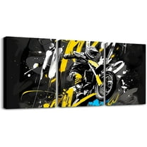 Hieng Kids Graffiti Dirt Bike Wall Paintings Motorcycle Canvas Wall Hieng for Living Room Bedroom Boys Girls Motocross Posters Pictures Bathroom Wall Decor Extreme Sport Hiengwork