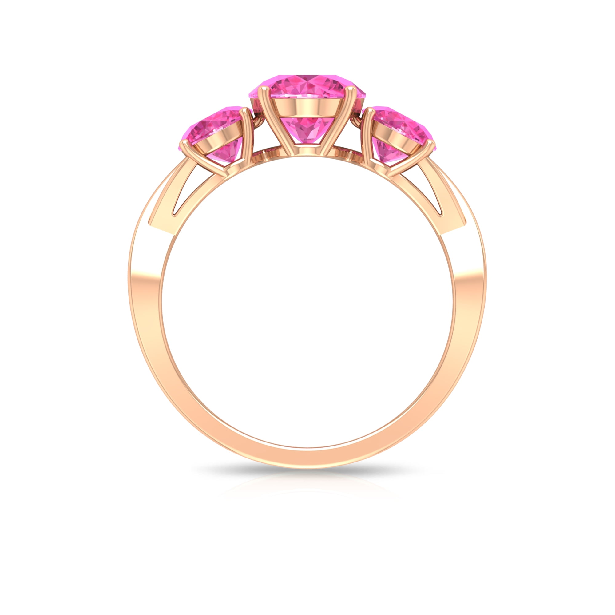 2.50Ct Emerald Cut Pink Diamond Three Stone Engagement Ring 14K White Gold Over