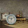 thumbnail image 4 of SAYTAY Analog Alarm Clock, 5" Non-Ticking Retro Vintage Metal Frame Small Battery Operated Desk Alarm Clock - Blue, 4 of 7