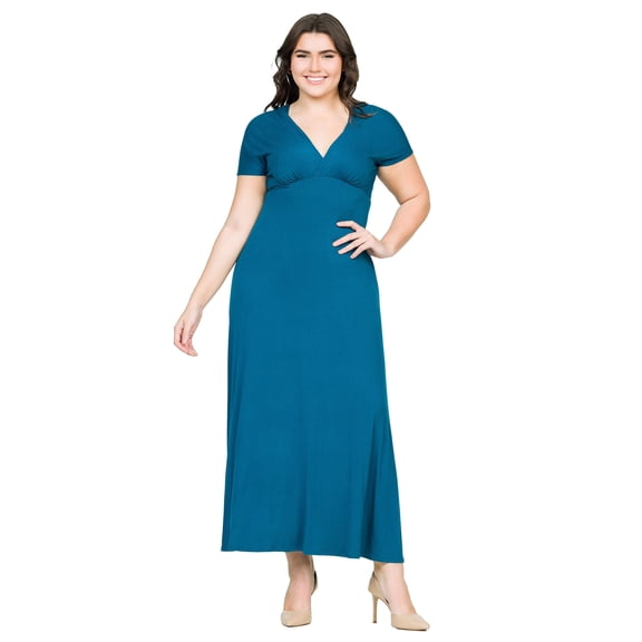 Plus Size Empire Waist V Neck Maxi Dress