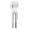 thumbnail image 7 of Women Casual Short Sleeve Sequin Spliting Romper Jumpsuit Long Straight Pants Women Pantsuit Womens Jumpsuit for Wedding Guest Eyelet Jumpsuit Wedding Attire for Women Guest Soft Overalls for Women, 7 of 7