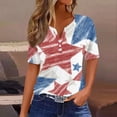 thumbnail image 2 of Women's Patriotic 250th Anniversary USA Shirt V-Neck Button American Flag Print Short Sleeve T-Shirts, 2 of 4