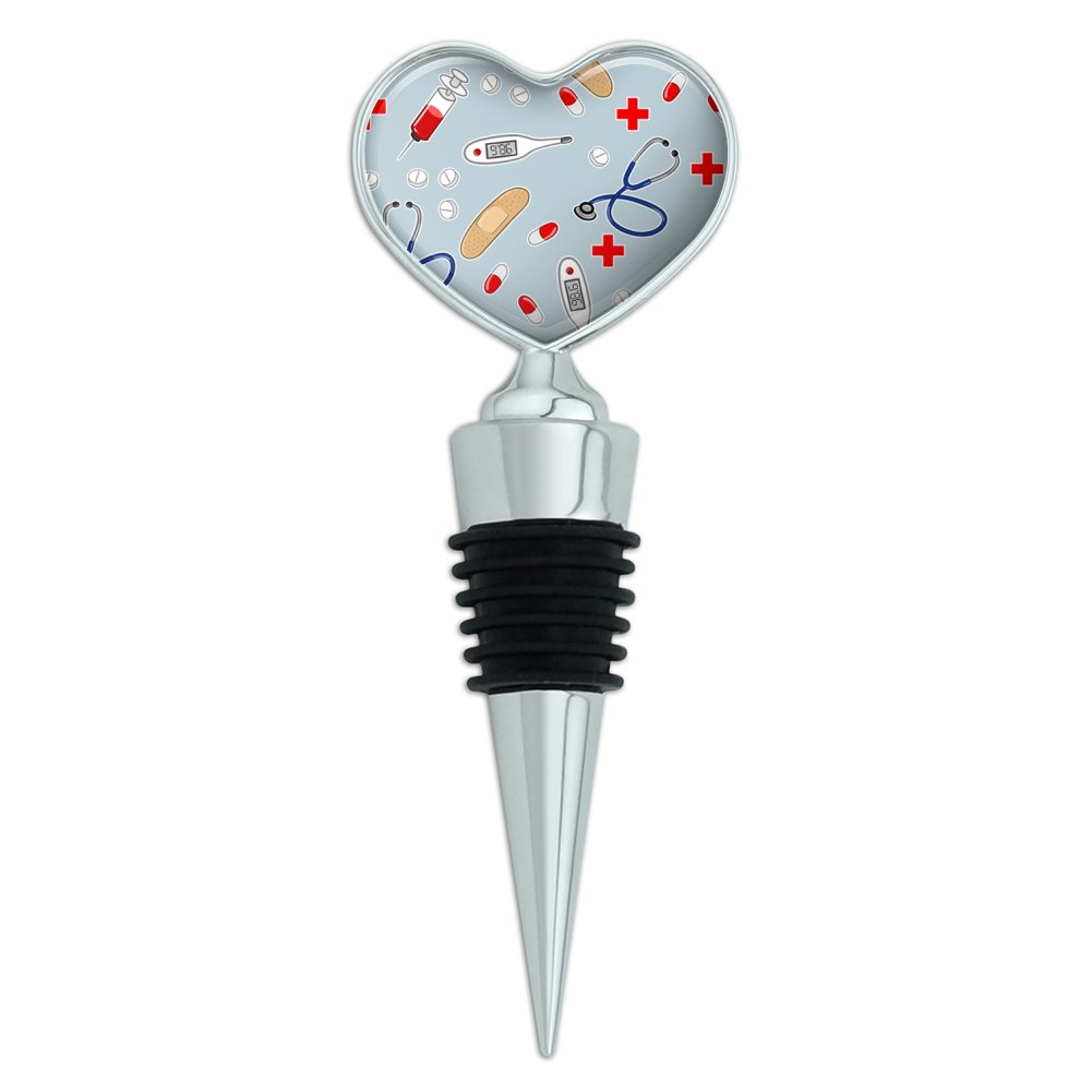 Nurse Doctor Pattern Healthcare Stethoscope Thermometer Heart Love Wine