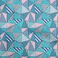 thumbnail image 1 of oneOone Cotton Flex Teal Blue Fabric Check Patchwork Quilting Supplies Print Sewing Fabric By The Yard 40 Inch Wide, 1 of 6