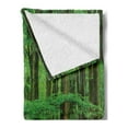 thumbnail image 2 of Woodland Soft Flannel Fleece Throw Blanket, Spring Sunshine in a Bluebell Wood Summer Dream Holiday Getaway Destination, Cozy Plush for Indoor and Outdoor Use, 50" x 70", Green Lavender, by Ambesonne, 2 of 5