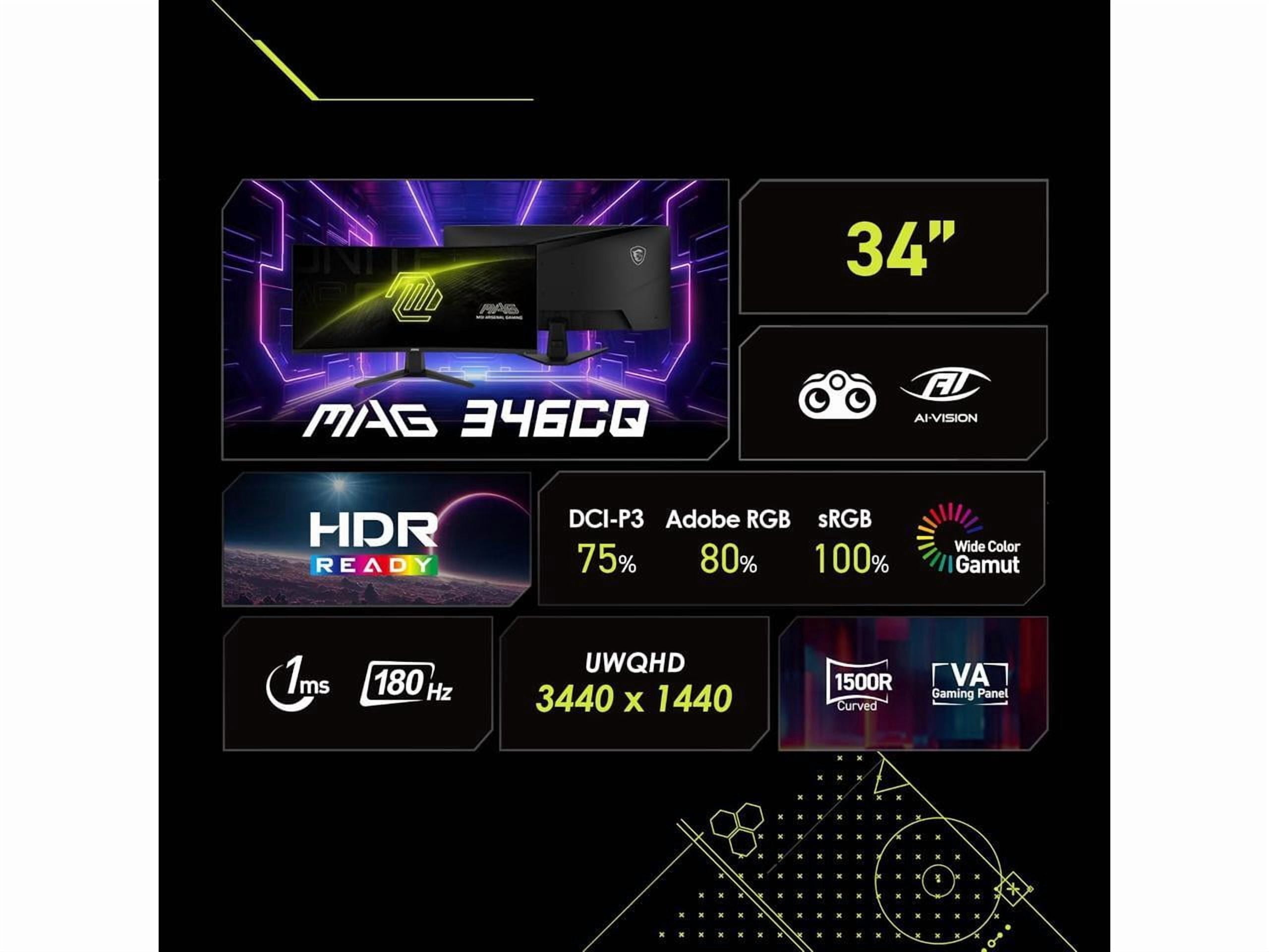 MSI 34" 180 Hz VA Gaming Monitor FreeSync (AMD Adaptive Sync) MAG 346CQ