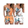 thumbnail image 6 of Genuiskids Women Fashion Shorts Suits 2Pcs Sets Summer Office Lady Floral Strap Tank Crop Top+High Waist Button Shorts Female Outfits, 6 of 8