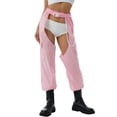 thumbnail image 1 of Wangsaura Women?s Solid Color High Waist Crotchless Trousers with Chain  Belt, 1 of 9