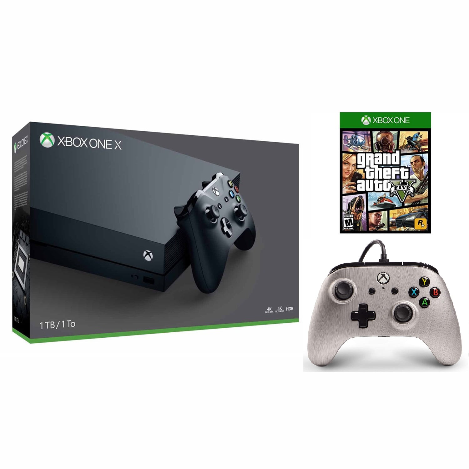 Correspondentie nabootsen strak Factory Recertified Xbox One X Kit - Includes Console and Wireless  Controller, Plus PowerA Enhanced Controller & Grand Theft Auto Video Game  with 90 days warranty - Walmart.com