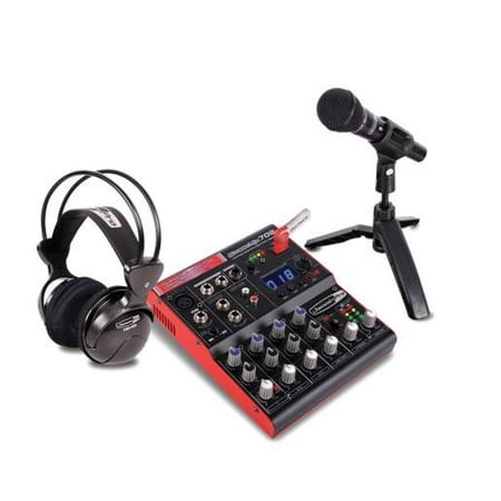 Dj Tech STUDIOPACK702 Full Digital Recording Studio Kit W/7-channel Mixer W/usb Recorder, Microphone, Headphones, (Recording Studio Headphones Best)