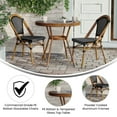 thumbnail image 4 of BizChair Indoor/Outdoor Commercial Bistro 31.5" Table, Black and White PE Rattan, Glass Top with 2 Stack Chairs, 4 of 10