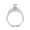 thumbnail image 3 of Sterling Silver Womens Princess Diamond Cluster Bridal Wedding Engagement Ring 1/2 Cttw, 3 of 4