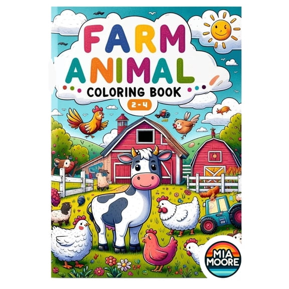 Farm Animal Coloring Book: Fun and Easy Coloring for Kids Ages 2-4 with 20 Farm Animals and Simple Color Palettes, (Paperback)