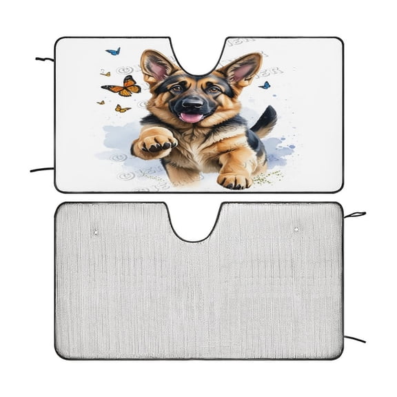 German Shepherd Windshield Sun Shade - Fold-able Car Front Window Sunshade for Cars SUV Truck - Heat Blocker Visor Protector Blocks Keeps Your Vehicle Cool 51"x28"