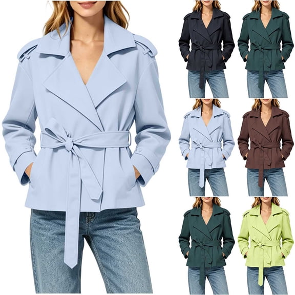 Sheghy Womens Oversized White Denim Jacket Women Wool Coat Funnel Neck Work Cardigan Jacket with Pockets