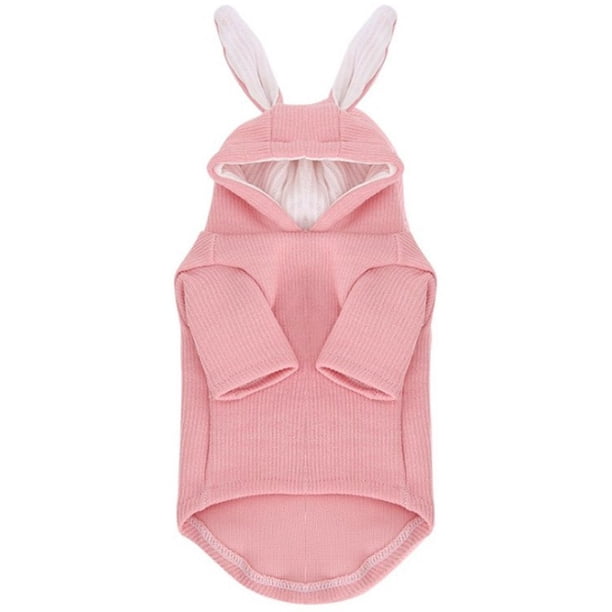 KAKOWELY Sudadera con capucha para mascota, traje de gato y conejo con orejas de conejo, lindo abrigo de punto para cachorro de gato