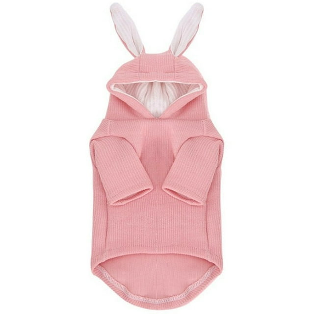 Pet Hoodie Cat Rabbit Outfit with Bunny Ears Cute Knitted Coat for Cat Puppy