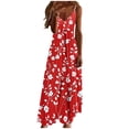 thumbnail image 2 of Viikei Spaghetti Strap Women's Dress Summer,Ladies' Fashion Print Round Neck Dress Red XXXXL, 2 of 5