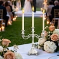 thumbnail image 5 of FENGGHAO White and Silver Three-Candle Candelabra, Ornate Metal Candle Holder for Wedding and Table Centerpieces, Vintage European Decor, 5 of 6