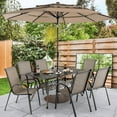 thumbnail image 4 of Costway 59'' Outdoor Dining Table All-Weather Cast Aluminum Umbrella Hole 6 Person Bronze, 4 of 10