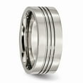thumbnail image 4 of Grey Titanium Ring Band Wedding Grooved 9mm Polished, 4 of 6