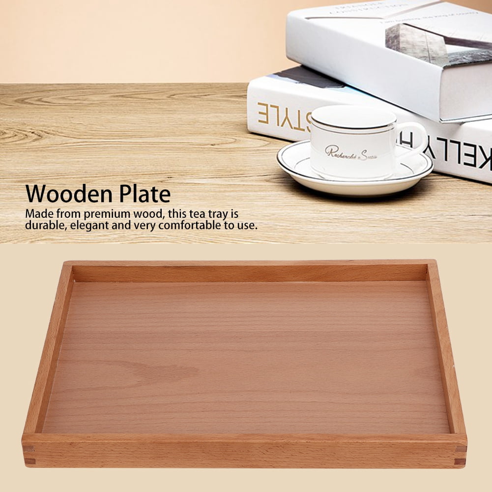 Garosa Wooden Tray,Rectangle Wooden Tea Cup Tray Coffee Plate Holder ...