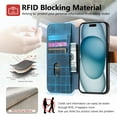 thumbnail image 5 of ELEHOLD Case for iPhone 15 Pro,Leather Wallet RFID Blocking Case with Wrist Strap & Card Holder Stand,Blue, 5 of 8