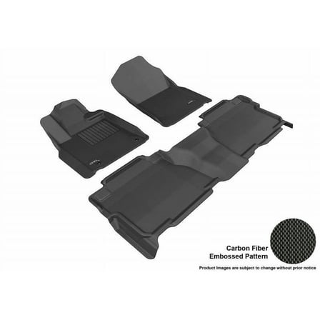 3D MAXpider 2007-2011 Fits Toyota Tundra Crewmax Kagu 1st Row 2nd Row Black Carbon Fiber Embossed Pattern Floor Mat L1TY14801509