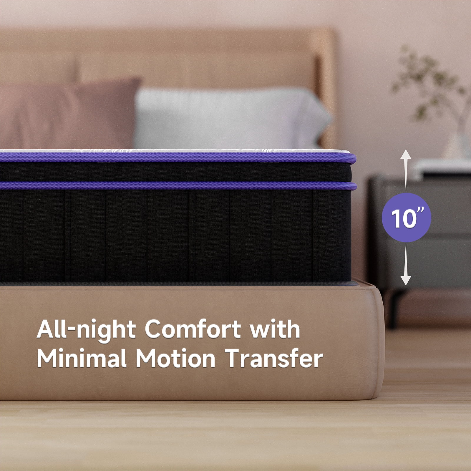 M MZG 10 Inch Queen Size, Hybrid Mattress, Medium Firm, Gel-Infused Memory Foam, Pillow Top, Pocket Coils, Cooling & Breathable, CertiPUR-US Certified, Fiberglass-Free, Mattress in a Box